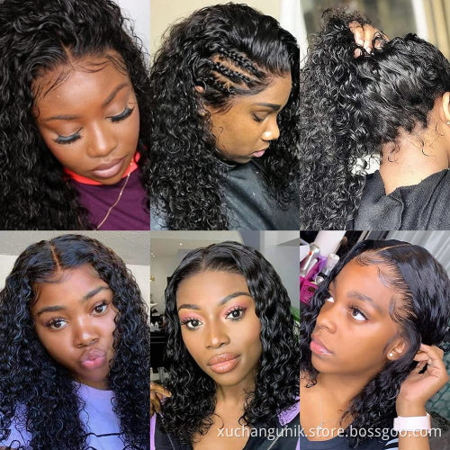 Uniky Cheap Brazilian Virgin Hair 13*4 Lace Front Wig Natural Color Water Wave Remy Hair Wigs For Black Women Human Hair wigs
